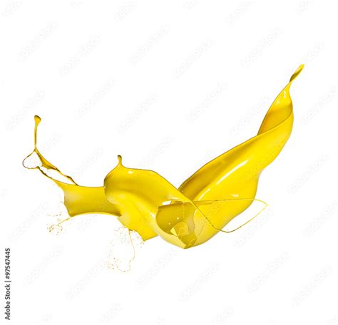 Shot of yellow paint splash, isolated on white background Stock Photo ...