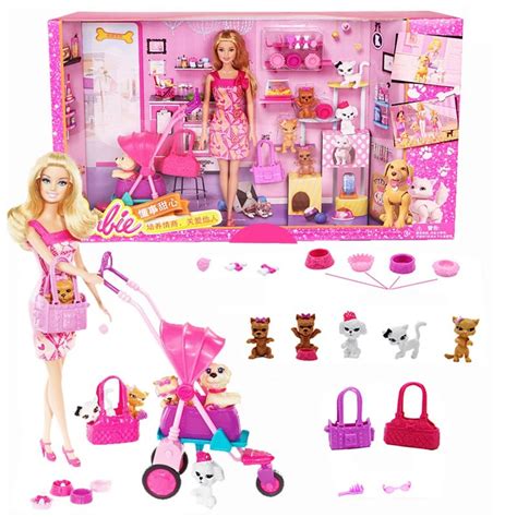 Barbie Grils Shopping And Pet Dog Dolls Set Buying Car Toy For Little ...