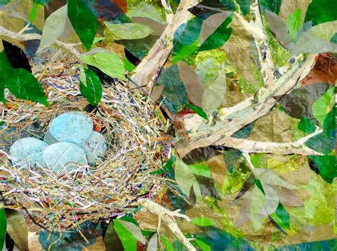 Nest 24" X 18" Collage by Emilie Munsch | Magazine collage, Print collage, Bird art