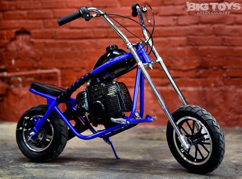 Fast Kids Mini Bike Chopper Motorcycle 49cc Gas - Blue - Big Toys Green Country