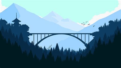 HD wallpaper: bridge, forest, minimalism, minimalist, hd, 4k, artist, artwork | Wallpaper Flare