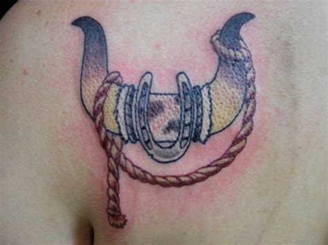 Bull Horns Tattoo On Back Shoulder | Tattooshunt.com