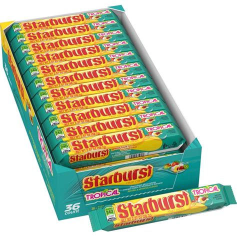 Starburst Tropical Fruit Chews Candy, 2.07 ounce (36 Single Packs ...