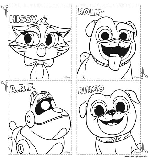 Disney Puppy Dog Pals Cards Hissy Rolly ARF Bingo Coloring page Printable