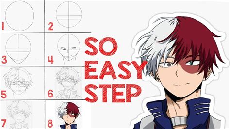 8 Easy Steps To Draw Shoto Todoroki My Hero Academia [Anime Drawing Tuto... Anime Drawings For ...