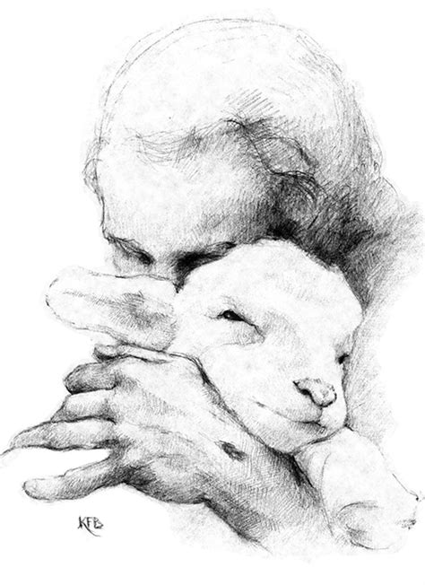 Jesus and the Lamb I - Prayer Card - Jesus and the Lamb