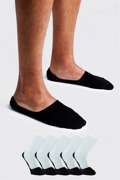 5 Pack Invisible Black Socks With Grips | Boohoo