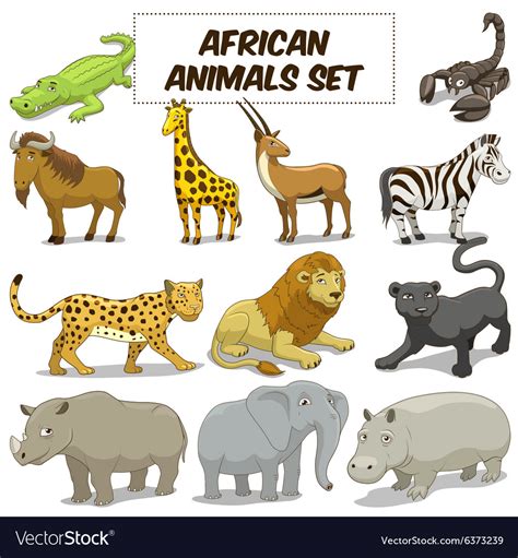 Cartoon african savannah animals set Royalty Free Vector