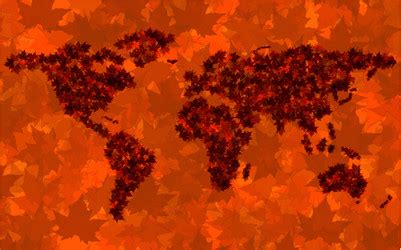 World map maple leaves background Royalty Free Vector Image