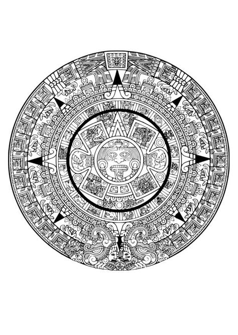 Coloring Page Aztec calendar - Free printables - Img 29116