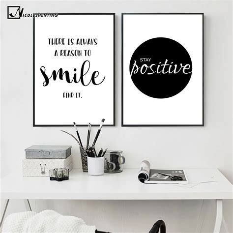 NICOLESHENTING Smile Simple Quote Motivational Poster Prints Black ...