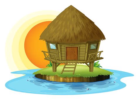 A nipa hut in an island 520554 Vector Art at Vecteezy