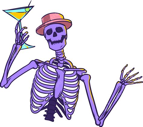 Party Skeleton With Drink, Halloween Party, Skeleton, Drink PNG Transparent Clipart Image and ...