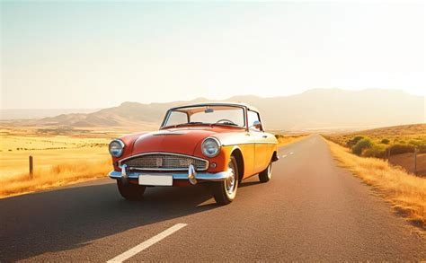 Premium AI Image | Vintage classic red car on the road