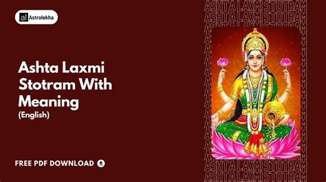 Ashta Laxmi Stotram With Meaning | English | Free Pdf Download - Astrolekha