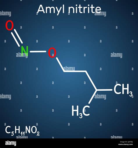 Amyl nitrite, isoamyl nitrite, isopentyl nitrite, molecule. It is popper, antihypertensive ...