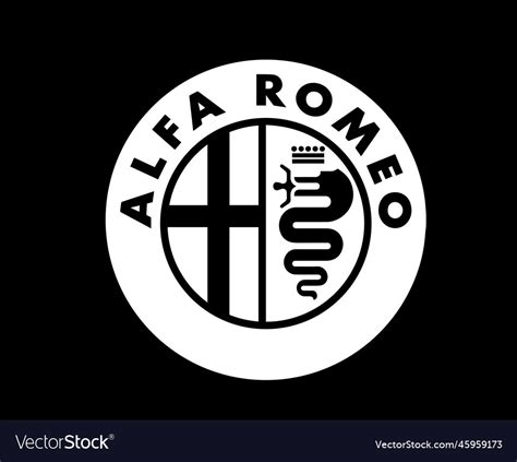 Alfa romeo brand logo symbol white black design Vector Image