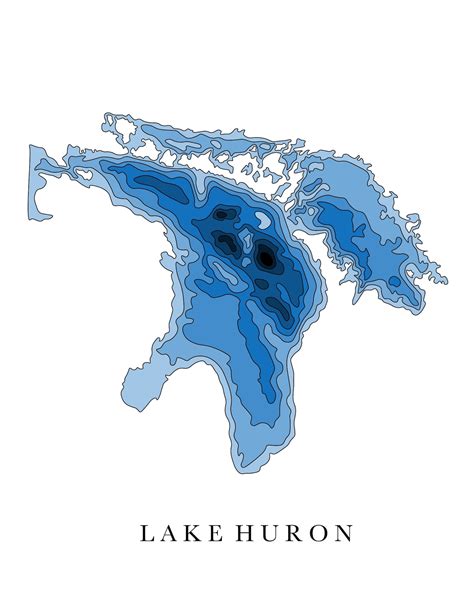 Lake Huron Depth Map Graphic Print Great Lakes Great Lakes | Etsy