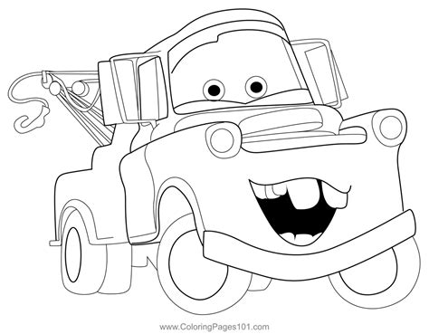 Tow Mater Cars Coloring Page for Kids - Free Cars Printable Coloring ...