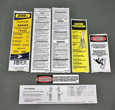 Louisville Ladder Label Kit PK-FS2000, Safety/Warning Stickers for FS2000 Series | eBay