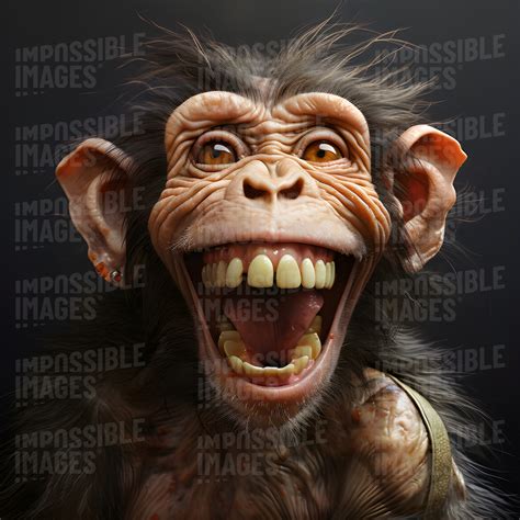 Smiling monkey with clean teeth - Impossible Images - Unique stock images for commercial use.