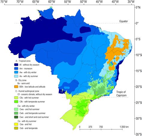 Climate classification for Brazil, according to the Köppen criteria