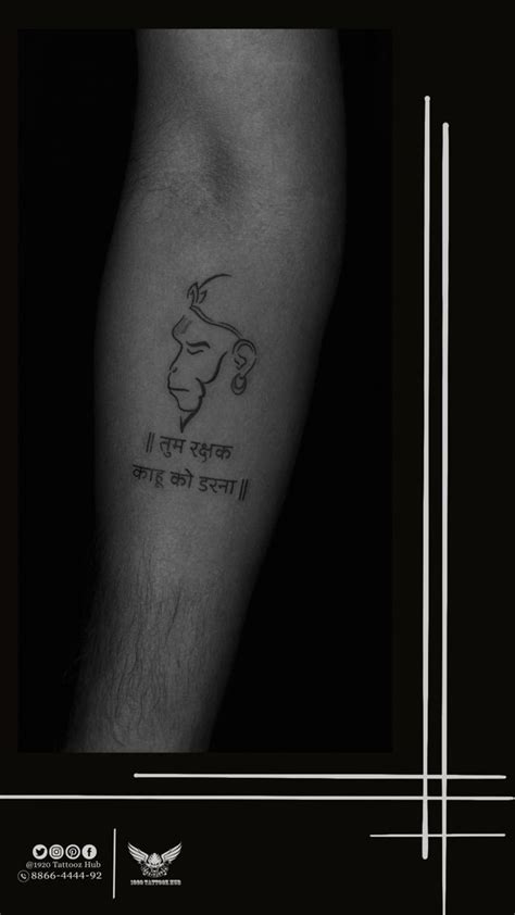 Lord Hanuman along with a blend of Hanuman Chalisa Tattoo’ in 2023 | Minimalist tattoo, Hanuman ...