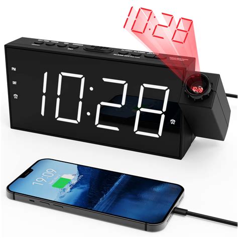 Projection Alarm Clock on Ceiling,LED Digital Clock for Bedroom with ...