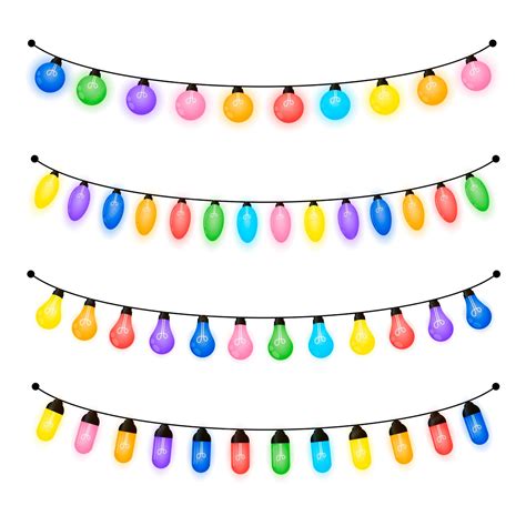 Premium Vector | Glowing bulbs of different shapes, colored christmas lights