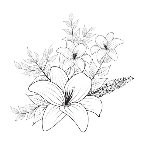 tropical lily petals flower seamless art for tattoo or decor ...