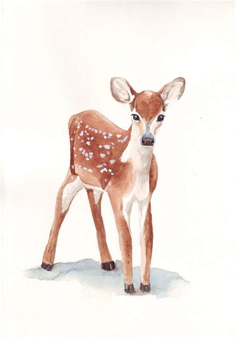 Deer Painting watercolor painting print A4