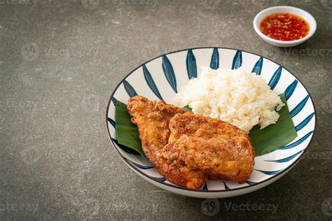 fried chicken with sticky rice 5369008 Stock Photo at Vecteezy