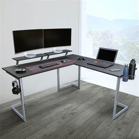 Techni Sport Warrior L-Shaped Gaming Desk, Black - Walmart.com ...