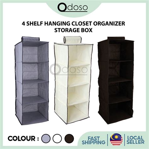 4 Shelf Hanging Closet Organizer Storage Box | Shopee Malaysia