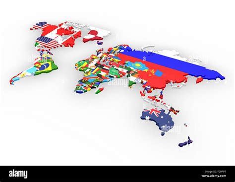 Political map of world with country flags Stock Photo - Alamy