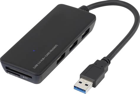 Renkforce 3 ports USB 3.0 hub + built-in SD card reader Black | Conrad.com