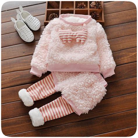 toddler girl baby infant pink sheep wool clothing sets winter coat ...