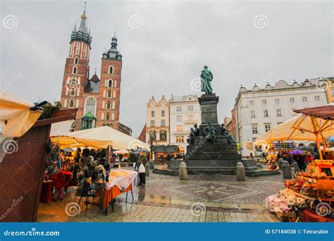 Krakow main square editorial stock photo. Image of architecture - 57184038