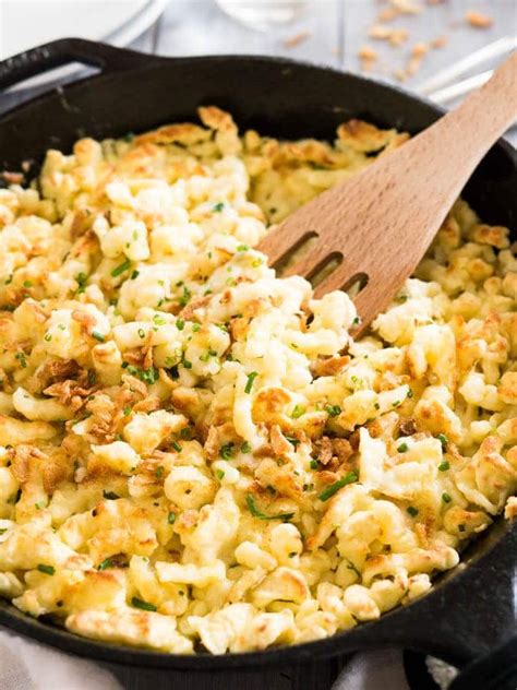 Cheese Spaetzle (Käsespätzle) is the German version of Mac and Cheese! Made with german egg ...