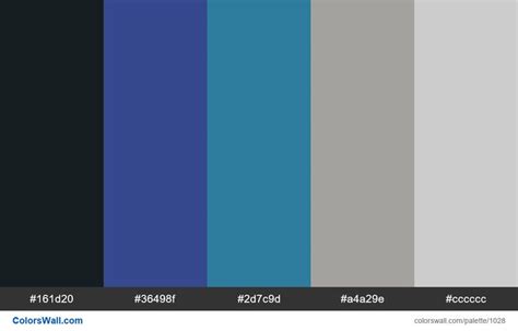 Modren Dark Dashboard color palette. HEX colors #161d20, #36498f, #2d7c9d, #a4a29e, #cccccc ...