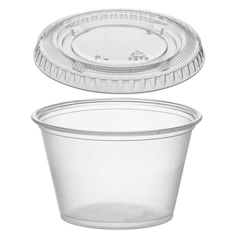 Buy (125 Pack) 4-Ounce Plastic Portion Cups with Lids, Small Clear Plastic Condiment Cups/Sauce ...