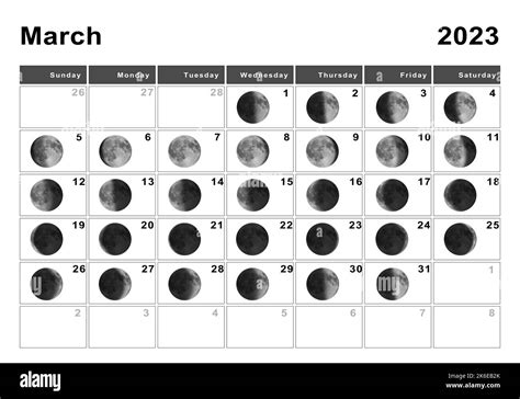 March 2023 Lunar calendar, Moon cycles, Moon Phases Stock Photo - Alamy