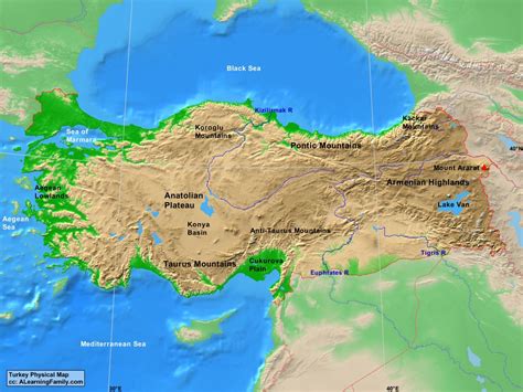 Turkey Physical Map - A Learning Family