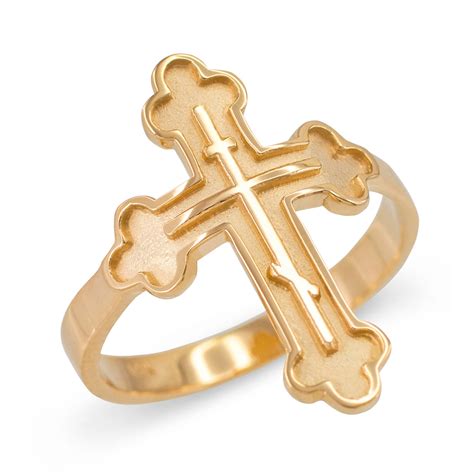 Russian Orthodox Cross Ring in Yellow Gold