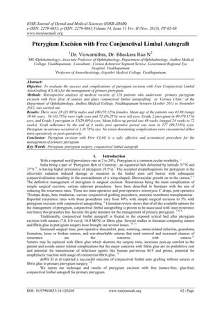 Pterygium Excision with Free Conjunctival Limbal Autograft | PDF