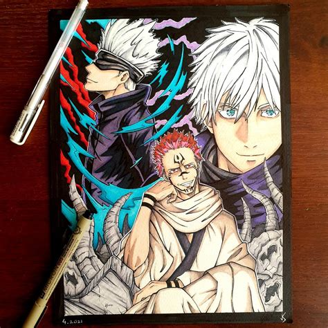 "Know your place... fool.." I drew sukuna and gojo as they are absolutely the most badass ...