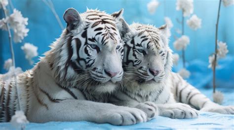 Free AI Image | View of wild white tigers in nature