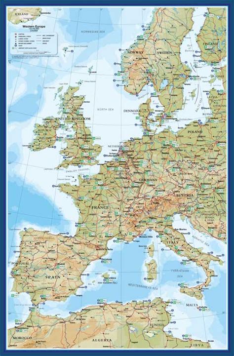 Western Europe Map with Sea Ports & Airports | World Trade Press