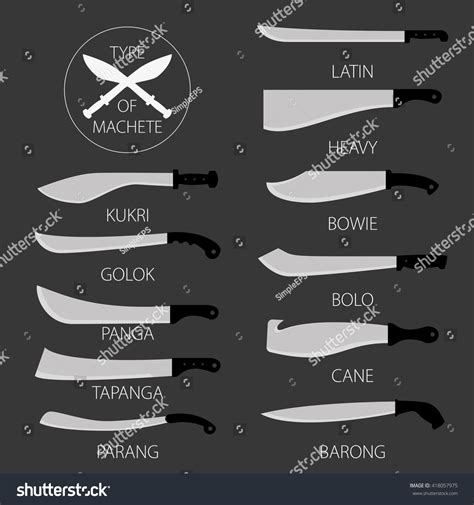 Vector Illustrations Variants Types Knives Machetes Stock Vector (Royalty Free) 418057975 ...