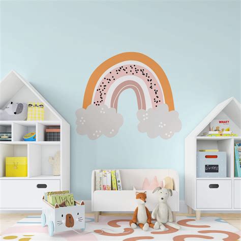 Rainbow With Clouds Wall Decal - Moonwallstickers.com